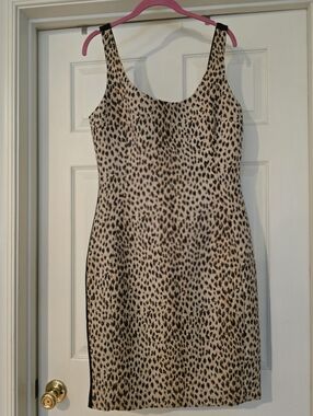 Diane Von Furstenberg Sleeveless Leopard Print Sheath Dress - Tan/Black